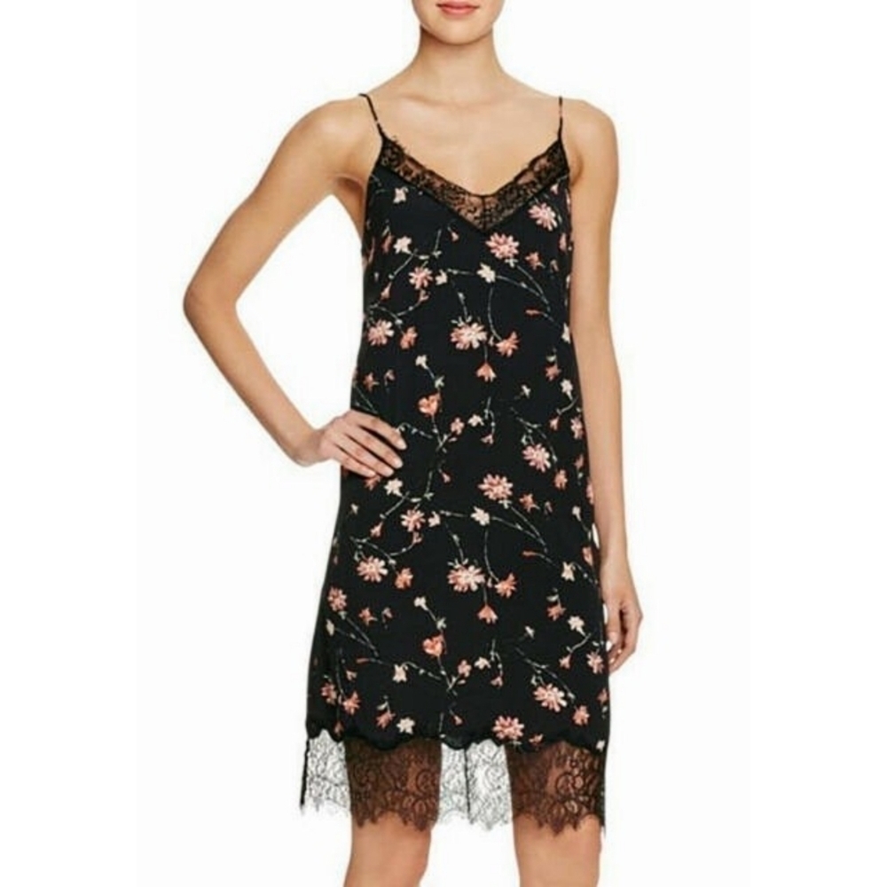 Chelsea28 Black Floral Lace Slip Dress